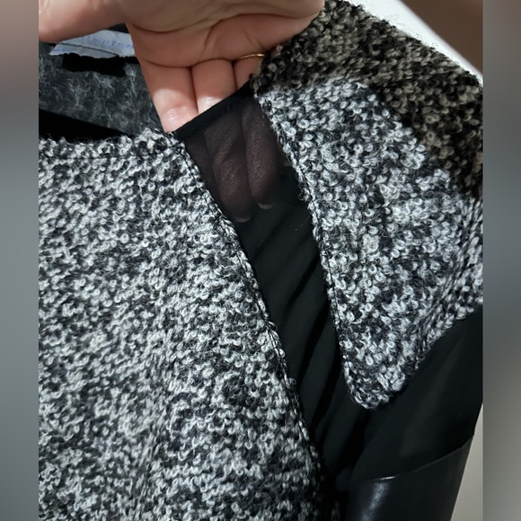 Nasty Gal Black and Gray Contrast Sweater Wool and Pigs Leather - Picture 4 of 6